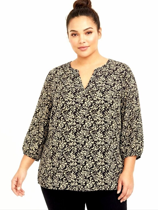 Carolina Belle Tops - Carolina Belle Black Ditsy Floral V-Neck Flowy Tunic Top Sz 3X Boho Cottagecore